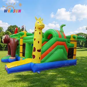WINSUN <b>Inflatable</b> Jungle Monkey Bounce <b>House</b> with Slide PVC Waterproof CE Custom Logo for Kids Birthday Party Outdoor - Product Image 1
