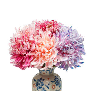 Vente en gros de fleurs artificielles de haute qualité, chrysanthèmes et dahlias en PU, couleur automne 2024, toucher réaliste, pour la décoration de mariage, de la maison et des fêtes - Product Image 1