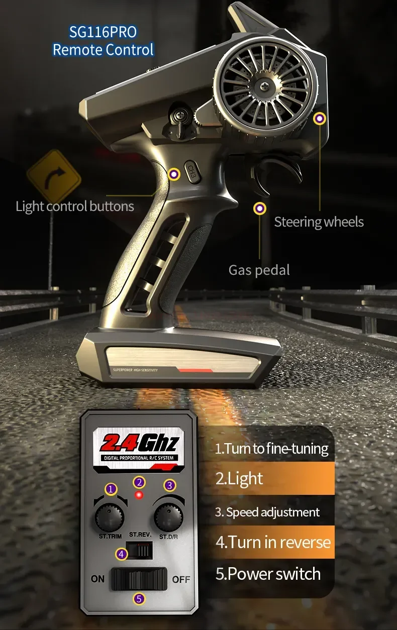 Newest HOSHI ZLL SG116 MAX 1:16 Brushless RC Car - High Speed 80KM