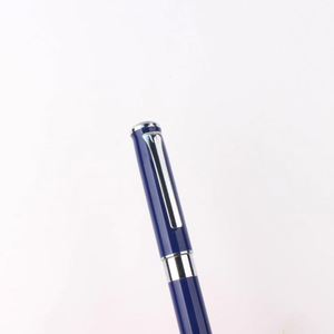 Bolígrafo de Metal Azul de Diseño de Lujo con Logotipo Personalizado Impreso, Detalles en Cromo Plateado - Product Image 5