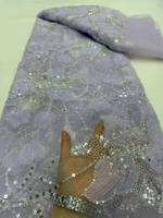 Tela de Encaje con Cuentas de Lujo, Bordada con Lentejuelas, Elástica, Tejida, 100% Poliéster, Ligera, Estilo Liso, Lentejuelas para Novia, para Accesorios