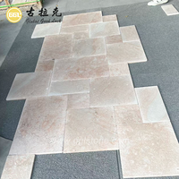 Dalles de pavé en pierre calcaire naturelle à motif français pour sols intérieurs et extérieurs, dalles de pavage pour jardin et cour