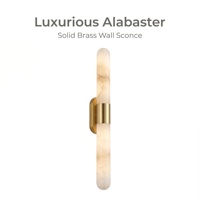 Lampe murale verticale linéaire LED moderne de luxe, à intensité variable, avec abat-jour en marbre, pour salle de bain, coiffeuse, chambre, villa, hôtel, décoration