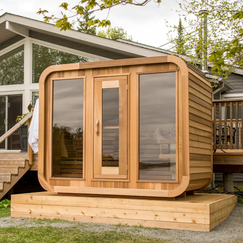 Wholesale Outdoor red cedar barrel cube sauna room for 6 people