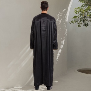 Saudi Arab <b>Men</b> <b>Thobe</b> with Long Sleeve Front Zipper Jubba Muslim <b>Men's</b> Clothing 833# - Product Image 5