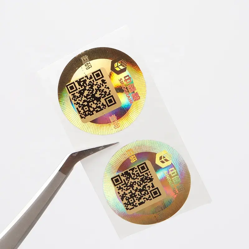 Stampa personalizzata trasparente ologramma di sicurezza adesivo carta impermeabile qr codice adesivo scratch off adesivi con codice qr