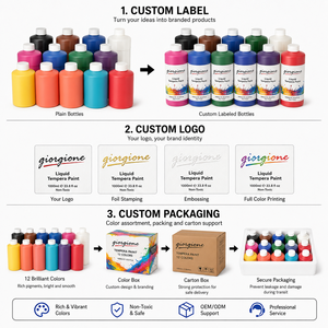 Peinture <span class=keywords><strong>Gouache</strong></span> Giorgione 12 Couleurs 1000ml pour Artistes, Fournitures Scolaires, Vente en Gros, Personnalisation Usine, Peintures Artistiques <span class=keywords><strong>Gouache</strong></span> pour Dessin - Product Image 3