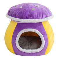 Lit pour chat et chien en forme de champignon, entièrement fermé et épaissi, design détachable et facile à nettoyer, avec options multicolores et tailles variées