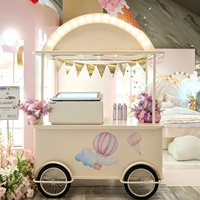 Chariot à glaces personnalisé avec auvent LED, chariot mobile commercial pour desserts, chariot de vente pour mariage, centre commercial, exposition