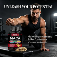 Capsules de racine de maca OEM pour hommes, énergie, santé de la prostate et amélioration masculine, avec formule de maca noire, maca rouge et ginseng