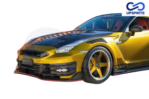 Pour <span class=keywords><strong>Nissan</strong></span> <span class=keywords><strong>GTR</strong></span> R35 2024, kit carrosserie JDM modifié et amélioré au style TOP-SECRET, avec pare-chocs, jupes latérales et capot en fibre de carbone partielle. - Product Image 2
