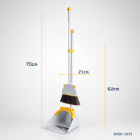 Juego de Escoba y Recogedor de Dibujos Animados en Gris Plateado y Verde con Mangos Magnéticos para Exhibición en Tiendas