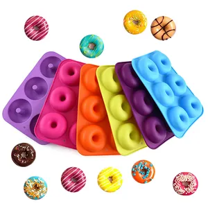 Yüksek kaliteli Donut silikon kalıp kolay temizlenebilir çörek tepsisi silikon 6-Cavity kalıpları silikon çörek fırın tepsisi