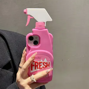 Funda de Silicona Suave con Diseño 3D de Dibujos Animados en Rosa Chic para iPhone Pro Max 13 Pro, Estilo Botella de Agua Fresca, Artículos para el Hogar - Product Image 2