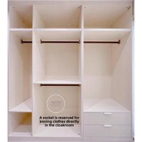 Sunrise Armoire à structure en U personnalisée Armoire à plusieurs compartiments, étagère ouverte + tiroir, finition blanche