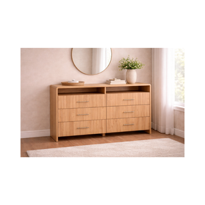 RIVEO RANGE Collection Wooden Home Furniture Wholesale Price Solid Wood Dresser 6 Drawers Wood Bedroom Cabinet Storage - Product Image 1