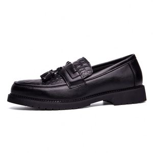 Men's Office Shoes in Full Black Color Genuine Leather Comfortable Men Dress Wedding Shoes - Product Image 2