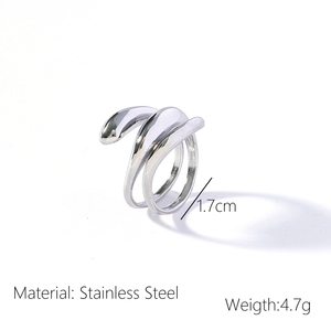 Bagues serpent multicouches en acier inoxydable plaqué or 18 carats imperméables pour femmes - Product Image 2