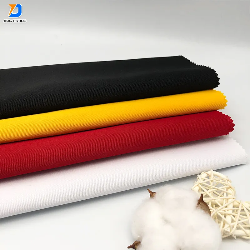 Jinda Đồng Phục 100 Cotton Trung Quốc Vải Chéo Hoặc Vải Bạt Màu Trơn Nhuộm Màu Trắng Cho Vải Đồng Phục Vệ Sinh