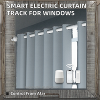 Système de rail motorisé intelligent en alliage d'aluminium de luxe avec commande vocale, application et télécommande pour rideaux de bureau