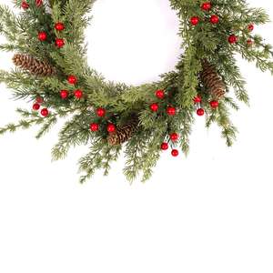 Vente en gros pas cher prix d'usine exquise couronne de Noël en PE avec pomme de pin aux baies rouges pour centre commercial festif - Product Image 4