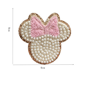 Hotsale Self Sticker Gold Edge Pearl Embroidery Cartoon Mouse Patch for Clothing Bag Decoration - Product Image 2