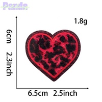 Fait à la main 2.3 pouces léopard Patch imprimé Animal scintillant coeur broderie fer sur Jeans vêtements sacs chapeaux bricolage vêtements