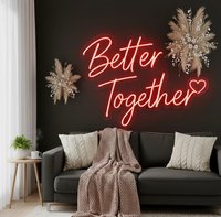 Letrero LED de Neón Multicolor para Interiores y Exteriores, Letrero Decorativo de PVC Flexible con Logotipo Personalizado para Bodas y Fiestas, Publicidad 'Mejor Juntos'