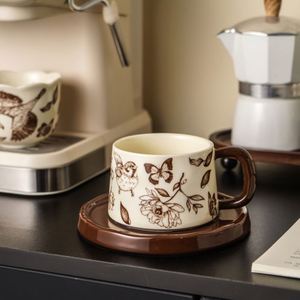Vintage Flower & Bird Ceramic Coffee <b>Cup</b> and Saucer <b>Set</b> Retro Mug for Home Office Afternoon Tea <b>Cup</b> <b>Set</b> - Product Image 2