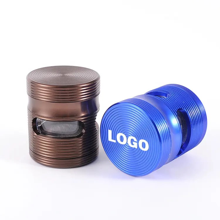 Wholesale Custom OEM 2.5 Inch 4 Layers Fancy Circle Aluminum Alloy Tobacco Herb Grinder Grinder With Window