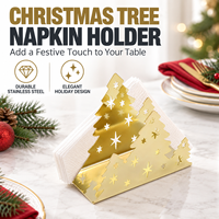 Porte-serviettes en acier inoxydable, distributeur en forme de sapin de Noël avec découpes en forme d'étoile