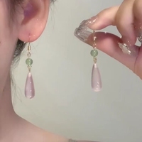 Nouveau chinois rétro rose goutte d'eau boucles d'oreilles délicat Style National élégant femmes à la mode cadeau bijoux