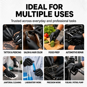 Guantes de Nitrilo Desechables Negros para Trabajo y Examen, Sin Polvo, Precio Más Bajo, Entrega Rápida, Gran Venta - Product Image 4