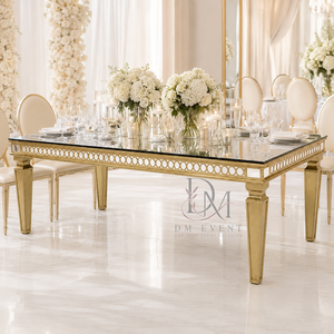 Elegante Mesa de Banquete Rectangular de Acero Inoxidable con Tapa de Espejo, Delantal Recortado y Patas Cónicas al por Mayor - Product Image 5