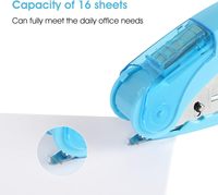 Agrafeuse manuelle Weishu, mini, à économie d'effort, capacité 12 feuilles, 100 agrafes, avec système de retrait intégré, bleue