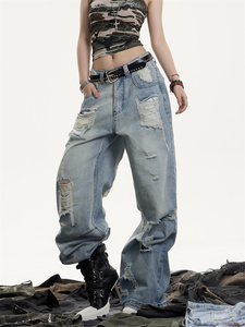 I <span class=keywords><strong>Jeans</strong></span> <span class=keywords><strong>larghi</strong></span> da donna della migliore ragazza indossano pantaloni in Denim <span class=keywords><strong>larghi</strong></span> a vita media elastici - Product Image 5