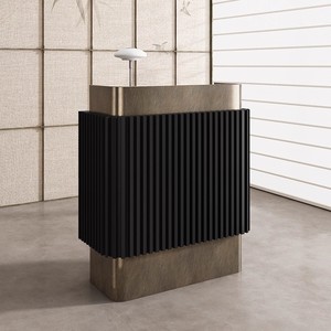 Mostrador de Recepción de Oficina Personalizado, Pequeño, de Estilo Industrial, de Acero Inoxidable Dorado, Mueble de Barra para Caja - Product Image 3