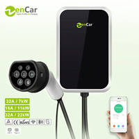Stasiun Pengisian Daya AC EV 7kW 11kW 22kW Tipe 2 Smart Wallbox Charger 16A 32A WiFi OCPP RFID APP Kabel Terhubung untuk Mobil Listrik