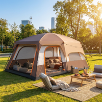 Tenda Camping Dua Lapis Siap Pakai Semua Musim, Dua Kamar Satu Ruang Tamu, Ruang Luas, Portabel, Anti Panas, Tahan Air 2000-3000mm