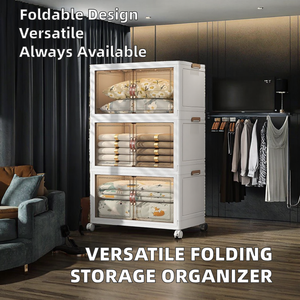 صندوق تخزين بلاستيكي حديث سهل التركيب مستطيل الشكل من مواد PP+PE+HIPS+ABS قابل للطي بثلاثة أدراج للمكتب وغرفة النوم لتخزين الألعاب - Product Image 5