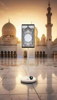 Tablet Layar Sentuh Islami 21,5 inci dengan Stand yang Dapat Dipindahkan untuk Belajar Membaca Al-Quran dan Penggunaan Keluarga Sehari-hari untuk Sholat