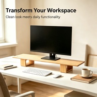Support d'écran en bambou avec tiroir, rehausseur d'ordinateur ergonomique pour bureau avec gestion des câbles et organisateur de rangement pour la maison et le bureau