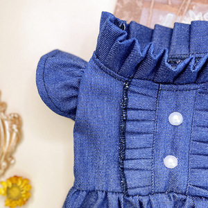 Robe en jean avec volants pour petits et moyens chiens et chats, style printemps-été, vêtements mignons pour animaux de compagnie - Product Image 3
