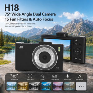 กล้องถ่ายรูปวินเทจ CCD 4K ออโต้โฟกัส 48MP เลนส์คู่ หน้าจอ IPS 2.8 นิ้ว รองรับ MP3 พอร์ต Type C สำหรับนักเรียนและผู้สร้างเนื้อหา - Product Image 1