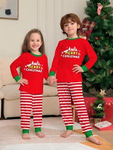 Pijamas de Natal Personalizados para Família, Conjunto de Roupas Listradas Vermelhas para Mãe e Filho - Product Image 2