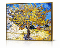 Décoration Murale en Aluminium Doré Mat, Arbre Doré de Van Gogh, Grande Peinture Classique de Luxe pour la Décoration de la Maison