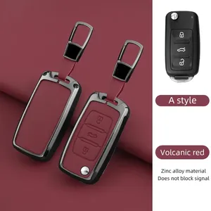 เคสกุญแจรถยนต์โลหะผสมสังกะสีหุ้มหนัง ดีไซน์ใหม่สไตล์จีน สำหรับ VW Golf Passat Skoda Octavia MK6 MK7 B5 B6 B8 A5 A7 - Product Image 3