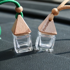 Botella de vidrio de Perfume transparente de lujo de 10ml, botella difusora vacía para coche, colgante con tapa de madera para aceite de fragancia - Product Image 2