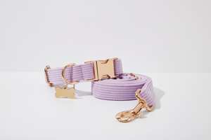 Correa de perro de pana lavanda. Intervenga para niña perro. Cachorro con lazo personalizado. Conjunto de arnés y correa para collar de perro - Product Image 5