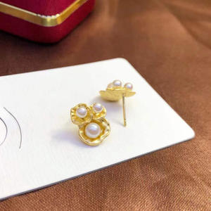 Accessoires de perles DIY en argent S925, boucles d'oreilles tendance avec perles de 3 à 5 mm et support creux 21395, accessoire multi-perles - Product Image 2